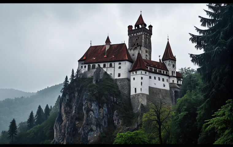 **"Bran Castle, Transylvania, dramatic gothic architecture, stone towers, misty atmosphere, Romanian landscape, digital painting, evocative."** (Focus: The iconic exterior view emphasizing the castle's architectural features and mysterious atmosphere.)