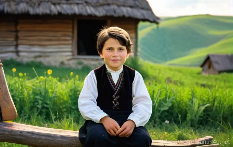 조르주 에네스쿠 작곡가 - **A young George Enescu in his childhood village of Liveni, Romania.** The scene depicts a boy aroun...
