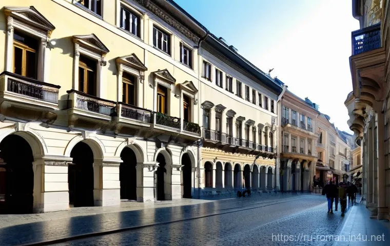 부쿠레슈티 구시가지 - **Old Town Bucharest: Architectural Fusion at Daytime**
A picturesque, wide-angle shot of a cobb...
