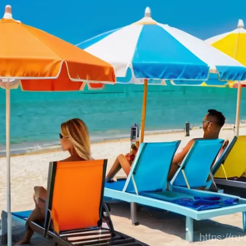 루마니아 해변 여행 - **Prompt:** A vibrant and luxurious summer scene on the golden sandy beaches of Mamaia, Romania. The...
